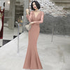 prom dresses sexy v-neck mermaid floor-length satin