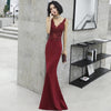 prom dresses sexy v-neck mermaid floor-length satin