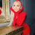 Red Long Sleeve with Gloves Solid Mini Dress