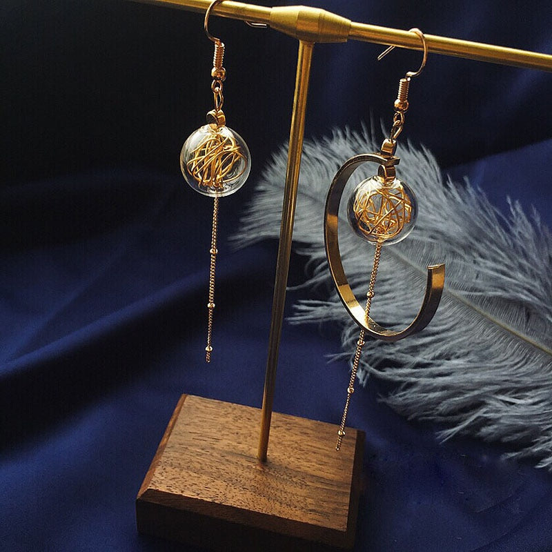 Unique Copper Wire Glass Ball Asymmetric