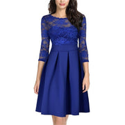 Elegant sexy lace top 3/4 sleeve A-line party dresses