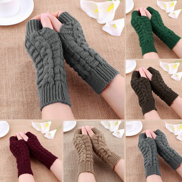 Half Finger Gloves for Women Winter Soft