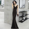 prom dresses sexy v-neck mermaid floor-length satin