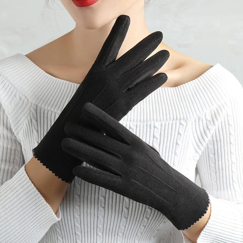 Slim Vintage Windproof Touch Screen Gloves Women Winter