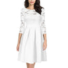 Elegant sexy lace top 3/4 sleeve A-line party dresses