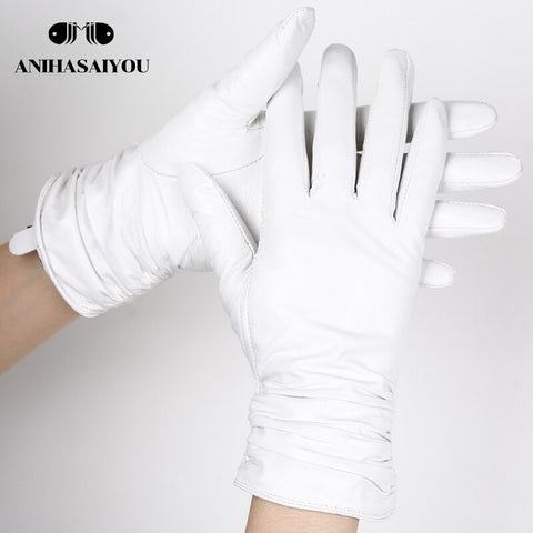 Fashion comfort White gloves, high-end sheepskin leather