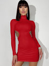 Mini Dress Women Sexy Tight High Neck Party Club