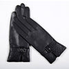 Real Leather Gloves Women Black Genuine