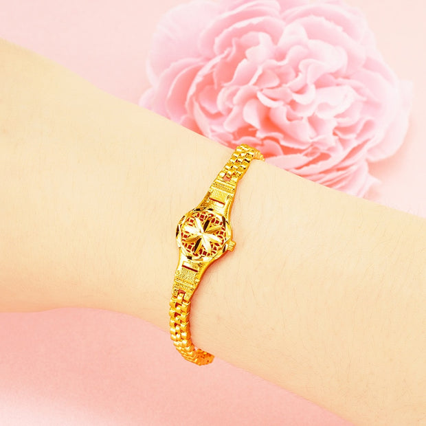 24K Gold Plated Watch Bangle for Women