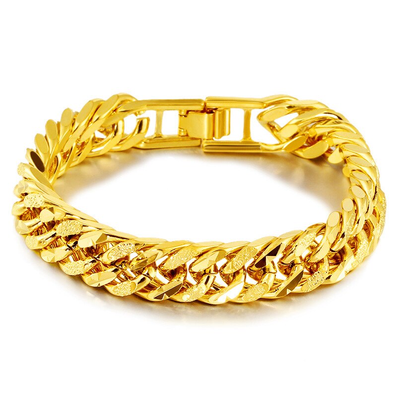 12mm plated 24K classic men gold plated bracelet