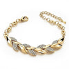 Women Gold Bracelet Rhinestone Leaves Chain