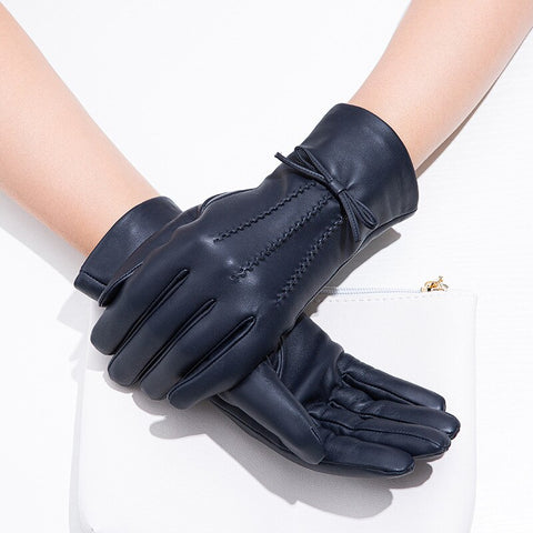 Lady's sheepskin fashion leather gloves