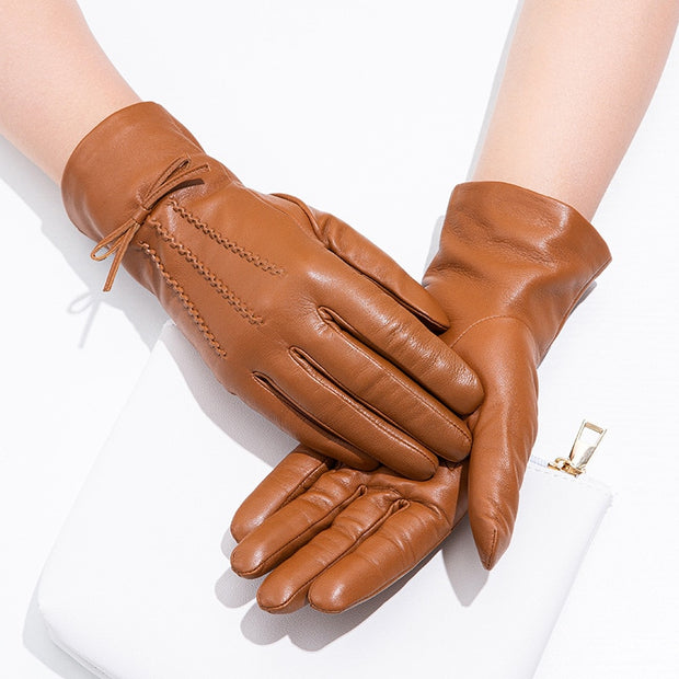 Lady's sheepskin fashion leather gloves
