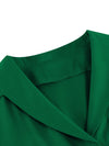 Vintage Big Swing Casual Green Dress Short Sleeve