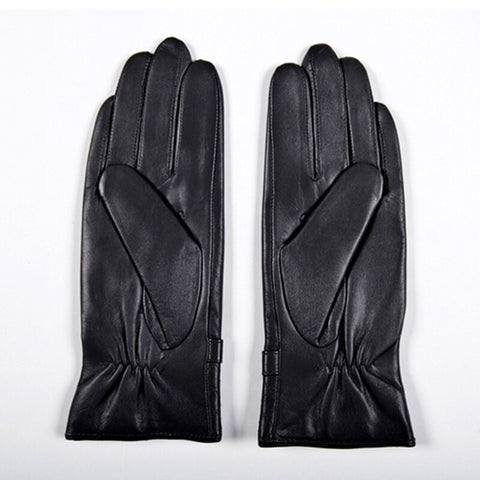 Real Leather Gloves Women Black Genuine