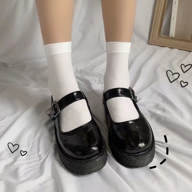 JK Woman Socks Cute Black White Velvet Lolita