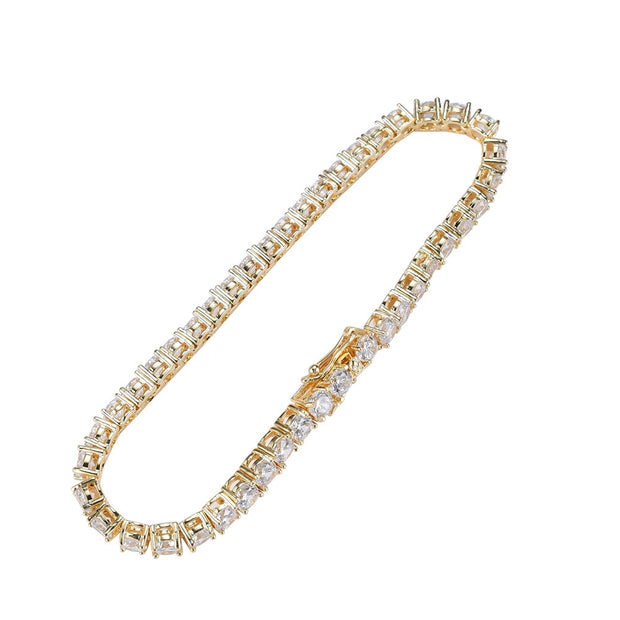 Tennis Chain 4mm Inlaid Cubic Zirconia Single Row Bracelet