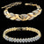 Women Gold Bracelet Rhinestone Leaves Chain