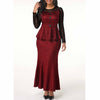 Long Party Dress Women High Waist Long Sleeve